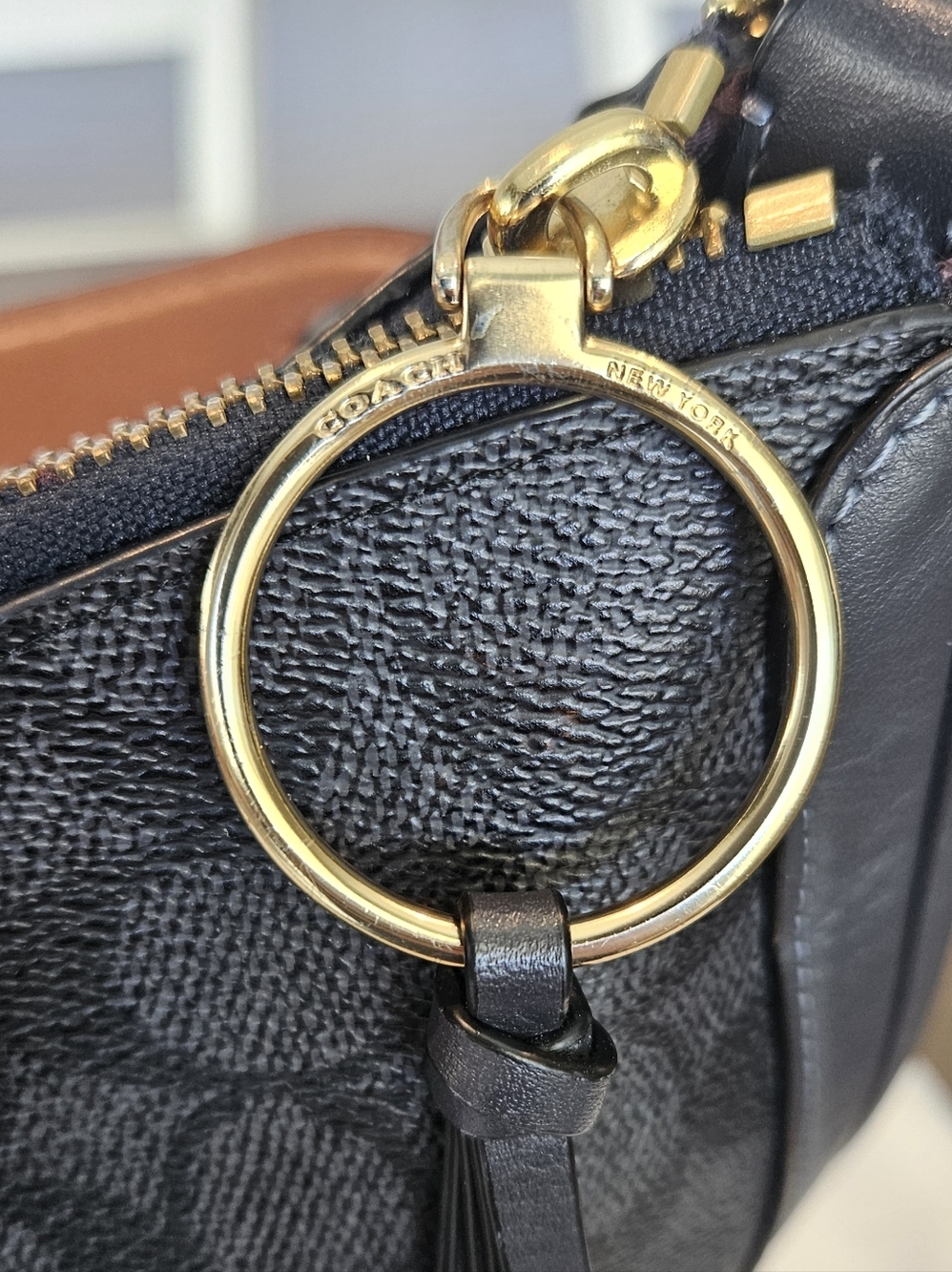 COACH EUC Sutton Signature Hobo Bag with Tassel In Charcoal Midnight Navy - Picture 8 of 16